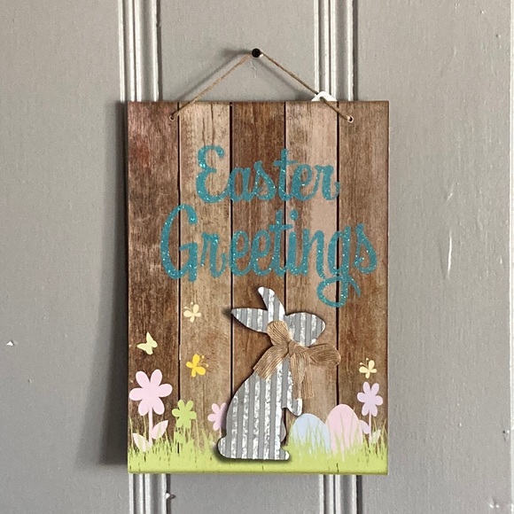 2/$20 NWT Beautiful Glittered Easter Blessings Die Cast Metal 🐇 Decoration Sign - Picture 3 of 17